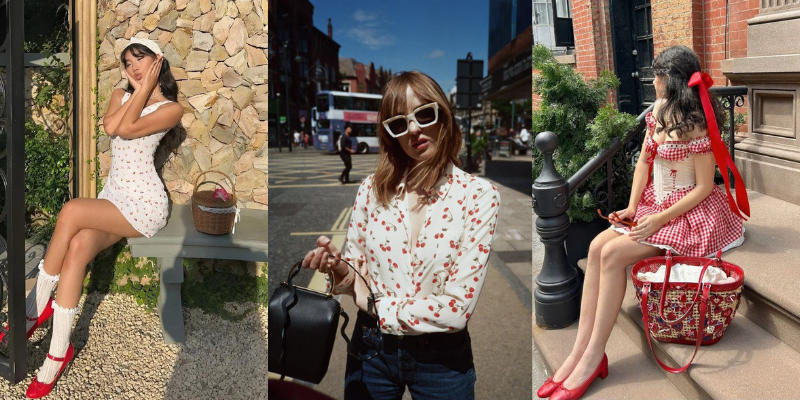 Họa tiết cherry: Nét chấm phá ngọt ngào cho những bản phối sang thu. Ảnh 4