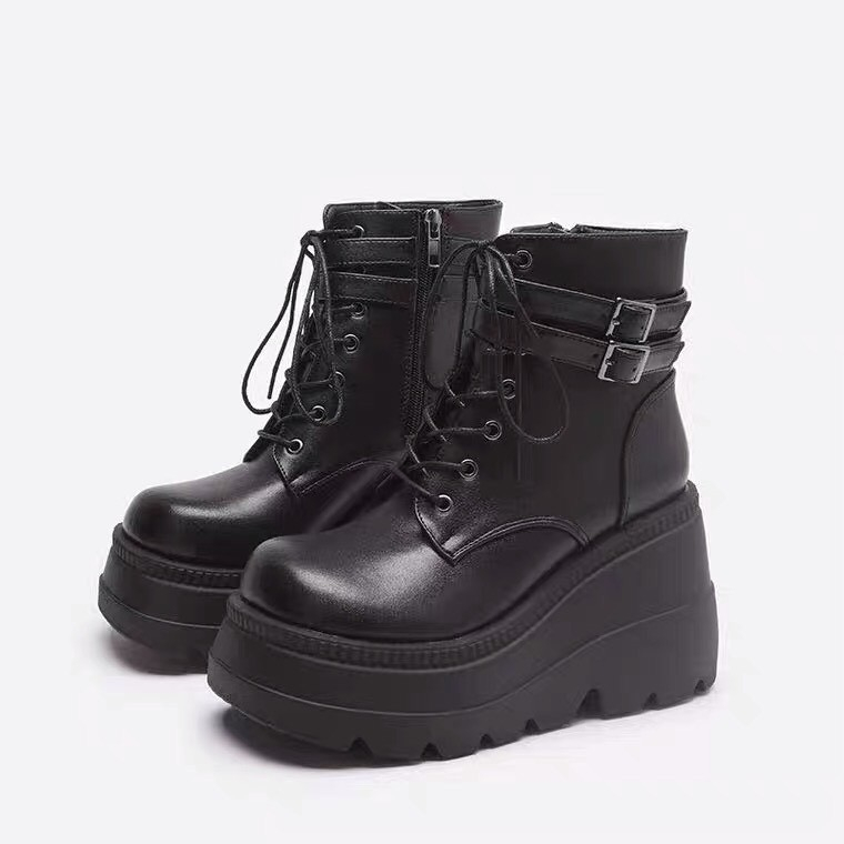 GIÀY BOOTS NỮ G81 HARAJUKU ROCK DARK THỜI TRANG NHẬT BẢN - Giày Bốt Nữ Độn Đế Tăng Chiều Cao A1 | Shopee Việt Nam